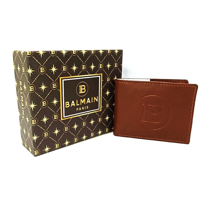 Balmain Paris Men Brown Leather Bifold Wallet
