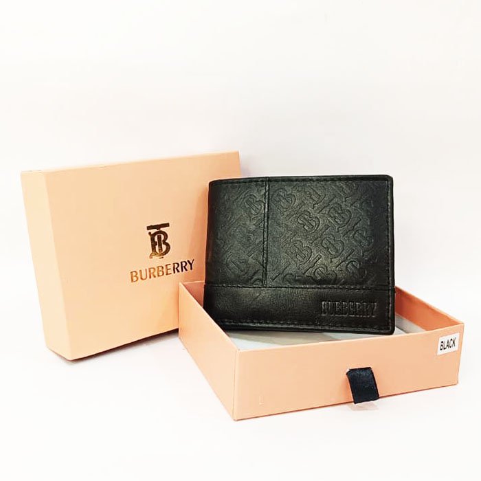 Burberry Black Leather Pattern Mens Wallet