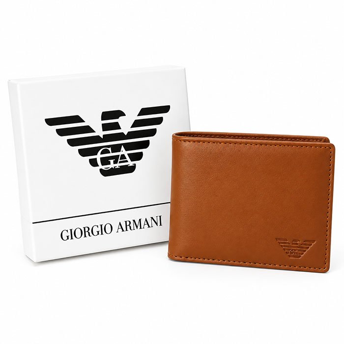 Giorgio Armani Men Brown Leather Bi-Fold Wallet